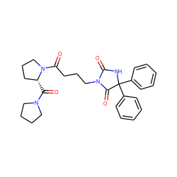 O=C([C@@H]1CCCN1C(=O)CCCN1C(=O)NC(c2ccccc2)(c2ccccc2)C1=O)N1CCCC1 ZINC000040861032