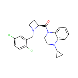 O=C([C@@H]1CCN1Cc1cc(Cl)ccc1Cl)N1CCN(C2CC2)c2ccccc21 ZINC000205204652