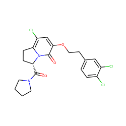 O=C([C@@H]1CCc2c(Cl)cc(OCCc3ccc(Cl)c(Cl)c3)c(=O)n21)N1CCCC1 ZINC000040918078