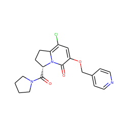 O=C([C@@H]1CCc2c(Cl)cc(OCc3ccncc3)c(=O)n21)N1CCCC1 ZINC000040917100