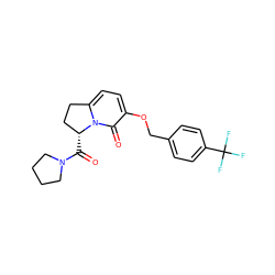 O=C([C@@H]1CCc2ccc(OCc3ccc(C(F)(F)F)cc3)c(=O)n21)N1CCCC1 ZINC000040917745