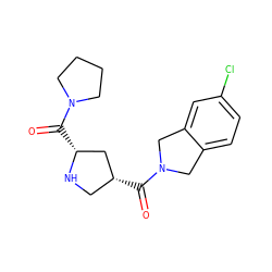 O=C([C@@H]1CN[C@H](C(=O)N2CCCC2)C1)N1Cc2ccc(Cl)cc2C1 ZINC000014949293