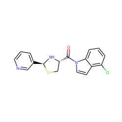 O=C([C@@H]1CS[C@@H](c2cccnc2)N1)n1ccc2c(Cl)cccc21 ZINC000013737431