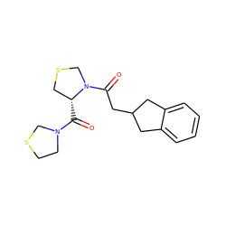 O=C([C@@H]1CSCN1C(=O)CC1Cc2ccccc2C1)N1CCSC1 ZINC000003777724