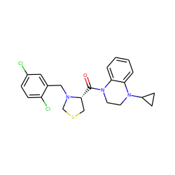 O=C([C@@H]1CSCN1Cc1cc(Cl)ccc1Cl)N1CCN(C2CC2)c2ccccc21 ZINC000205196685