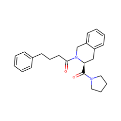 O=C([C@@H]1Cc2ccccc2CN1C(=O)CCCc1ccccc1)N1CCCC1 ZINC000013837008