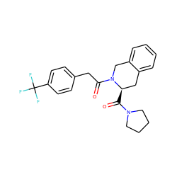 O=C([C@@H]1Cc2ccccc2CN1C(=O)Cc1ccc(C(F)(F)F)cc1)N1CCCC1 ZINC000027441844