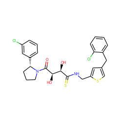 O=C([C@H](O)[C@@H](O)C(=S)NCc1cc(Cc2ccccc2Cl)cs1)N1CCC[C@@H]1c1cccc(Cl)c1 ZINC000049746006