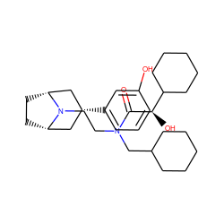 O=C([C@H](O)C1CCCCC1)N(CCN1[C@H]2CC[C@@H]1C[C@H](c1cccc(O)c1)C2)CC1CCCCC1 ZINC000167421994