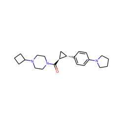 O=C([C@H]1C[C@@H]1c1ccc(N2CCCC2)cc1)N1CCN(C2CCC2)CC1 ZINC000113833830