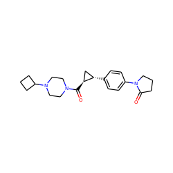 O=C([C@H]1C[C@@H]1c1ccc(N2CCCC2=O)cc1)N1CCN(C2CCC2)CC1 ZINC000113834126