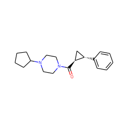 O=C([C@H]1C[C@@H]1c1ccccc1)N1CCN(C2CCCC2)CC1 ZINC000113833824