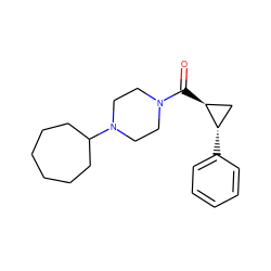 O=C([C@H]1C[C@@H]1c1ccccc1)N1CCN(C2CCCCCC2)CC1 ZINC000113838677