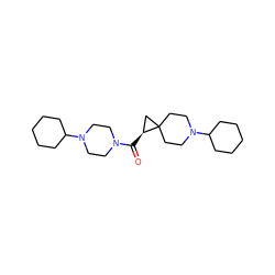 O=C([C@H]1CC12CCN(C1CCCCC1)CC2)N1CCN(C2CCCCC2)CC1 ZINC000103244110