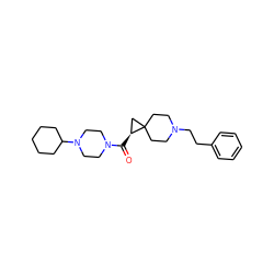 O=C([C@H]1CC12CCN(CCc1ccccc1)CC2)N1CCN(C2CCCCC2)CC1 ZINC000103243014