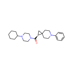 O=C([C@H]1CC12CCN(c1ccccc1)CC2)N1CCN(C2CCCCC2)CC1 ZINC000103243004