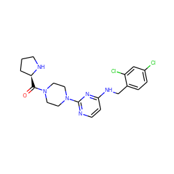 O=C([C@H]1CCCN1)N1CCN(c2nccc(NCc3ccc(Cl)cc3Cl)n2)CC1 ZINC000028563239