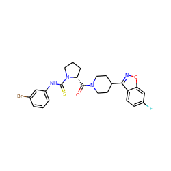 O=C([C@H]1CCCN1C(=S)Nc1cccc(Br)c1)N1CCC(c2noc3cc(F)ccc23)CC1 ZINC000095594207