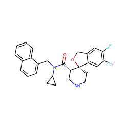 O=C([C@H]1CNCC[C@@]12OCc1cc(F)c(F)cc12)N(Cc1cccc2ccccc12)C1CC1 ZINC000068249620