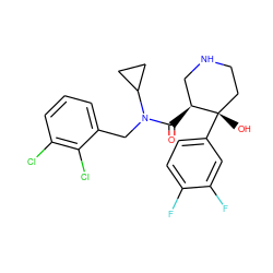 O=C([C@H]1CNCC[C@]1(O)c1ccc(F)c(F)c1)N(Cc1cccc(Cl)c1Cl)C1CC1 ZINC000073138924