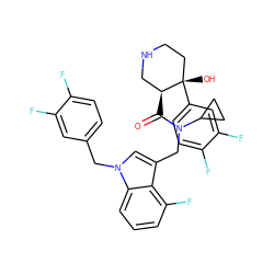 O=C([C@H]1CNCC[C@]1(O)c1ccc(F)c(F)c1)N(Cc1cn(Cc2ccc(F)c(F)c2)c2cccc(F)c12)C1CC1 ZINC000073403432