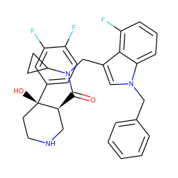 O=C([C@H]1CNCC[C@]1(O)c1ccc(F)c(F)c1)N(Cc1cn(Cc2ccccc2)c2cccc(F)c12)C1CC1 ZINC000073140366