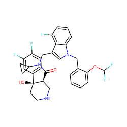 O=C([C@H]1CNCC[C@]1(O)c1ccc(F)c(F)c1)N(Cc1cn(Cc2ccccc2OC(F)F)c2cccc(F)c12)C1CC1 ZINC000073140369