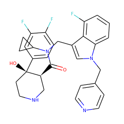 O=C([C@H]1CNCC[C@]1(O)c1ccc(F)c(F)c1)N(Cc1cn(Cc2ccncc2)c2cccc(F)c12)C1CC1 ZINC000073138500