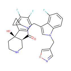 O=C([C@H]1CNCC[C@]1(O)c1ccc(F)c(F)c1)N(Cc1cn(Cc2cnoc2)c2cccc(F)c12)C1CC1 ZINC000073404088