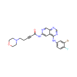 O=C(C#CCCN1CCOCC1)Nc1cc2c(Nc3ccc(F)c(Br)c3)ncnc2cn1 ZINC000013682441