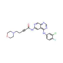 O=C(C#CCCN1CCOCC1)Nc1cc2c(Nc3ccc(F)c(Cl)c3)ncnc2cn1 ZINC000013682438