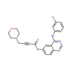 O=C(C#CCN1CCOCC1)Nc1ccc2ncnc(Nc3cccc(Br)c3)c2c1 ZINC000013863661