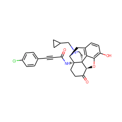 O=C(C#Cc1ccc(Cl)cc1)N[C@@]12CCC(=O)[C@@H]3Oc4c(O)ccc5c4[C@@]31CCN(CC1CC1)[C@@H]2C5 ZINC000045283561