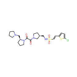 O=C(C(=O)N1CCC[C@H]1CN1CCCC1)N1CC[C@@H](CNS(=O)(=O)/C=C/c2ccc(Cl)s2)C1 ZINC000028956055