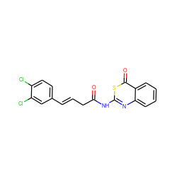 O=C(C/C=C/c1ccc(Cl)c(Cl)c1)Nc1nc2ccccc2c(=O)s1 ZINC000096905828