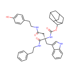 O=C(C[C@@](Cc1c[nH]c2ccccc12)(NC(=O)OC1C2CC3CC(C2)CC1C3)C(=O)NCCc1ccccc1)NCCc1ccc(O)cc1 ZINC000027989268