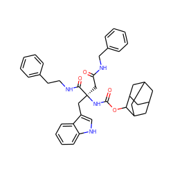 O=C(C[C@@](Cc1c[nH]c2ccccc12)(NC(=O)OC1C2CC3CC(C2)CC1C3)C(=O)NCCc1ccccc1)NCc1ccccc1 ZINC000027994913