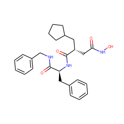 O=C(C[C@@H](CC1CCCC1)C(=O)N[C@@H](Cc1ccccc1)C(=O)NCc1ccccc1)NO ZINC000026670590