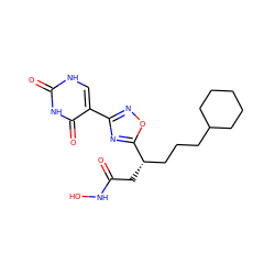 O=C(C[C@@H](CCCC1CCCCC1)c1nc(-c2c[nH]c(=O)[nH]c2=O)no1)NO ZINC000028701814