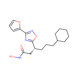 O=C(C[C@@H](CCCC1CCCCC1)c1nc(-c2ccco2)no1)NO ZINC000028701812