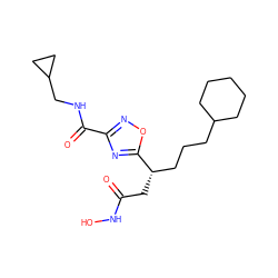 O=C(C[C@@H](CCCC1CCCCC1)c1nc(C(=O)NCC2CC2)no1)NO ZINC000034056560