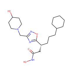 O=C(C[C@@H](CCCC1CCCCC1)c1nc(CN2CCC(O)CC2)no1)NO ZINC000028701860