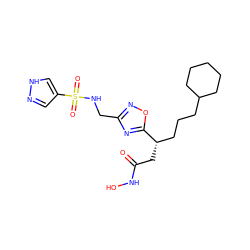 O=C(C[C@@H](CCCC1CCCCC1)c1nc(CNS(=O)(=O)c2cn[nH]c2)no1)NO ZINC000028701880