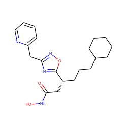 O=C(C[C@@H](CCCC1CCCCC1)c1nc(Cc2ccccn2)no1)NO ZINC000028701839