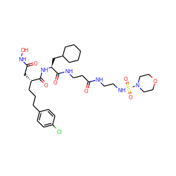 O=C(C[C@@H](CCCc1ccc(Cl)cc1)C(=O)N[C@@H](CC1CCCCC1)C(=O)NCCC(=O)NCCNS(=O)(=O)N1CCOCC1)NO ZINC000026398356