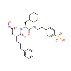 O=C(C[C@@H](CCCc1ccccc1)C(=O)N[C@@H](CC1CCCCC1)C(=O)NCCc1ccc(S(=O)(=O)O)cc1)NO ZINC000026652963