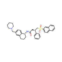 O=C(C[C@@H](CS(=O)(=O)c1ccc2ccccc2c1)c1ccccc1)N[C@@H]1CCCc2cc(CN3CCCCC3)ccc21 ZINC000044351538