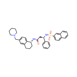 O=C(C[C@@H](NS(=O)(=O)c1ccc2ccccc2c1)c1ccccc1)N[C@@H]1CCCc2cc(CN3CCCCC3)ccc21 ZINC000036161697