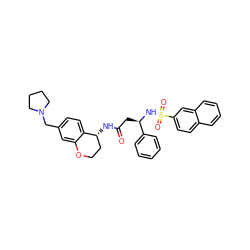 O=C(C[C@@H](NS(=O)(=O)c1ccc2ccccc2c1)c1ccccc1)N[C@@H]1CCOc2cc(CN3CCCC3)ccc21 ZINC000028644856