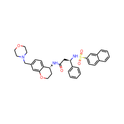 O=C(C[C@@H](NS(=O)(=O)c1ccc2ccccc2c1)c1ccccc1)N[C@@H]1CCOc2cc(CN3CCOCC3)ccc21 ZINC000028644860